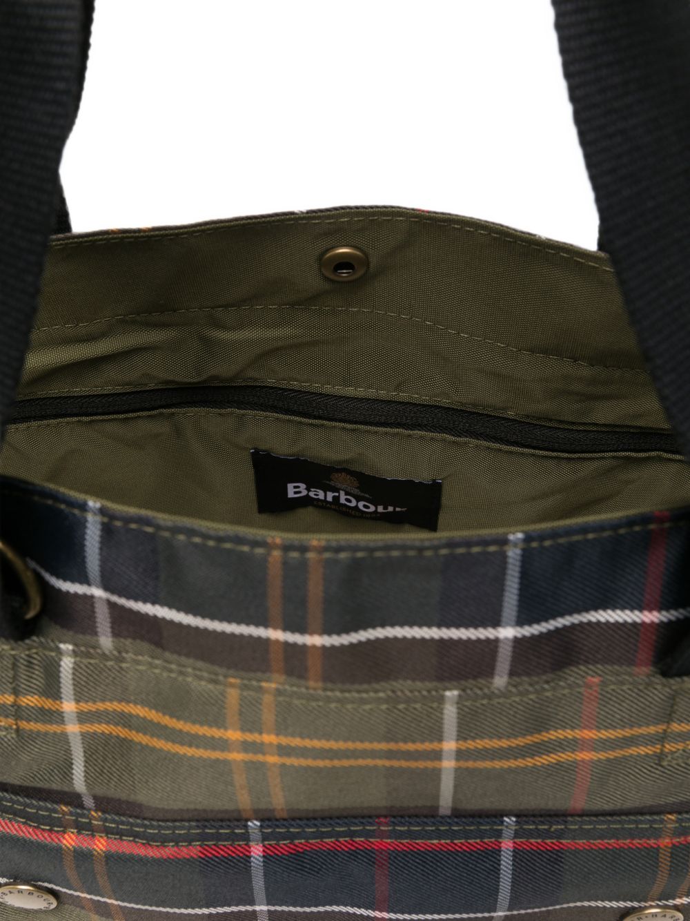 BARBOUR Borsa tote verde capiente in tessuto 