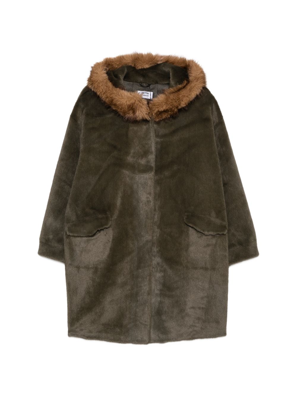 BETTA CORRADI Cappotto parka in ecopelliccia con cappuccio e tasche 