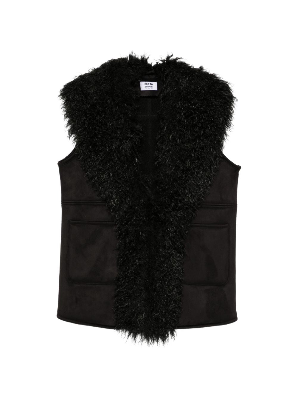 BETTA CORRADI Gilet nero con ecopelliccia 