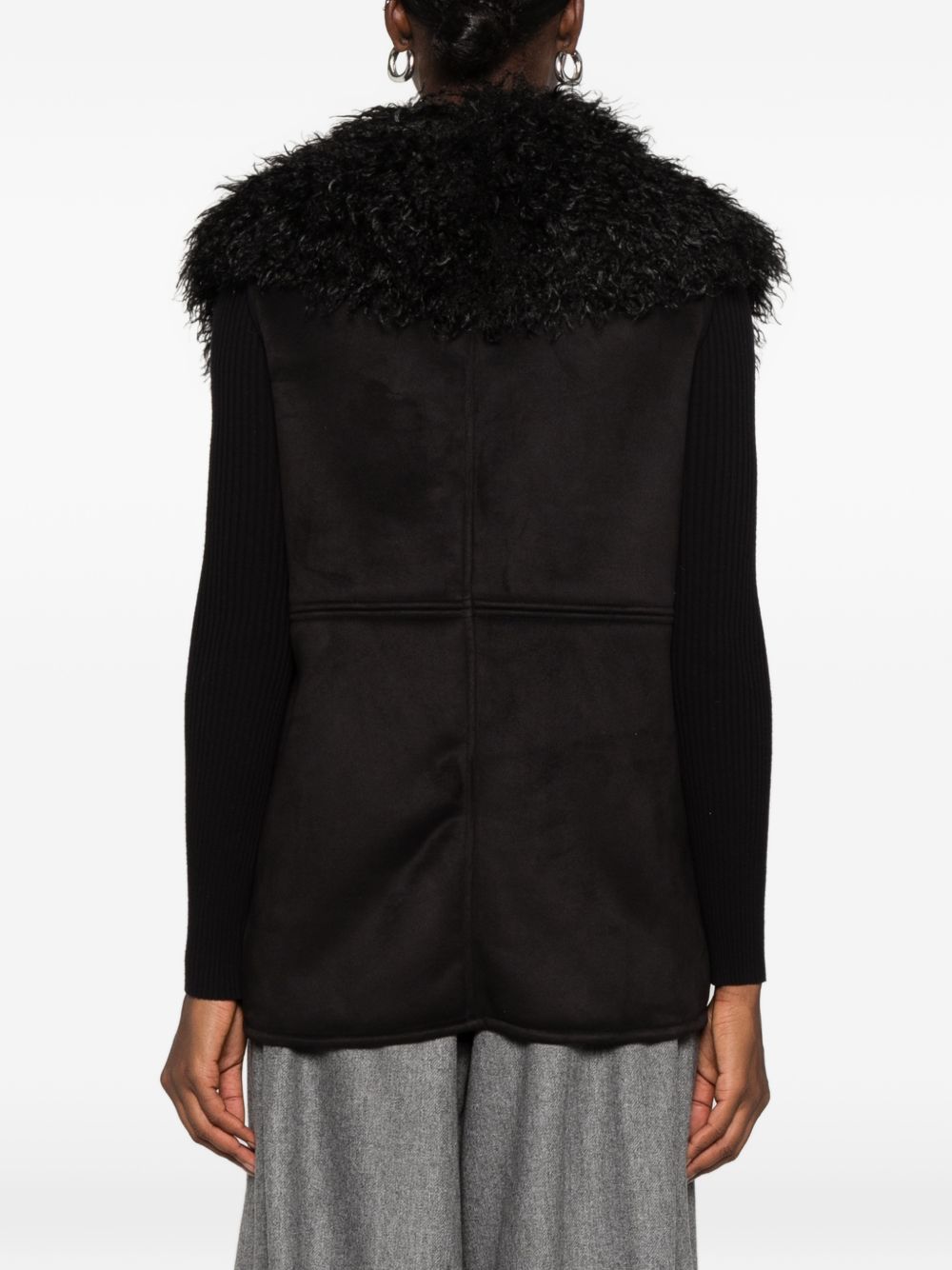 BETTA CORRADI Gilet nero con ecopelliccia 