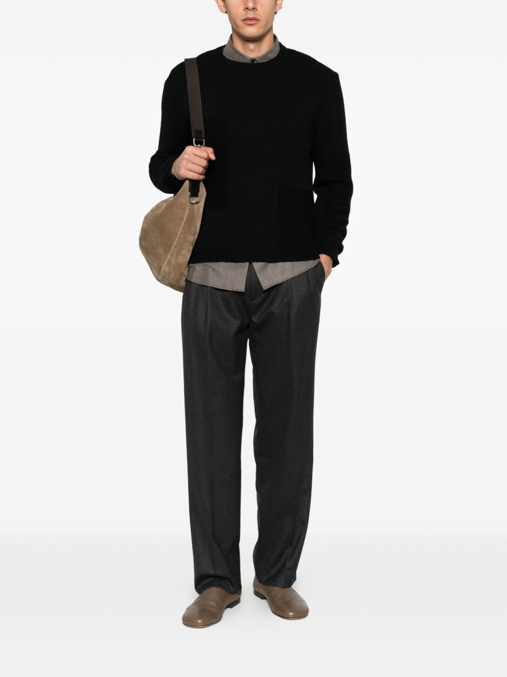 BE ABLE Pantaloni grigi in lana dal taglio casual elegante 