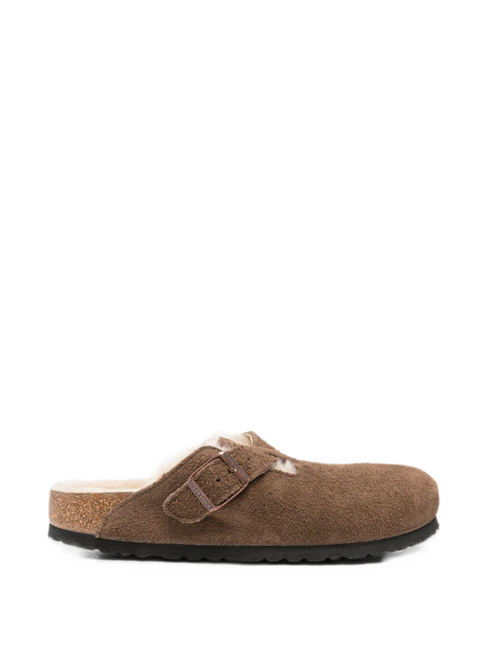 BIRKENSTOCK Sabot Boston marrone con pelliccia interna 