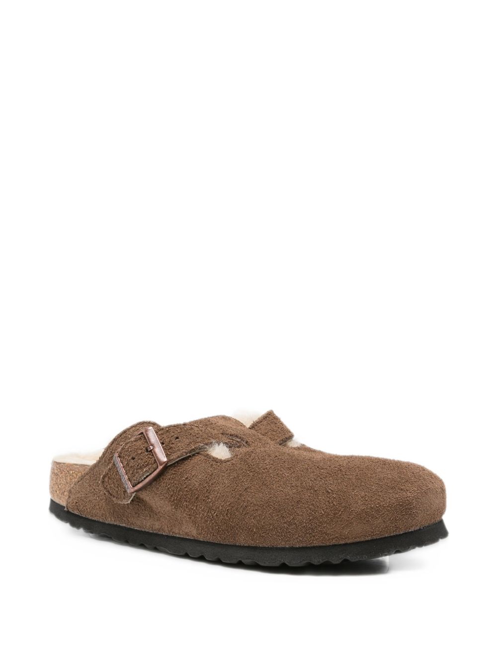BIRKENSTOCK Sabot Boston marrone con pelliccia interna 