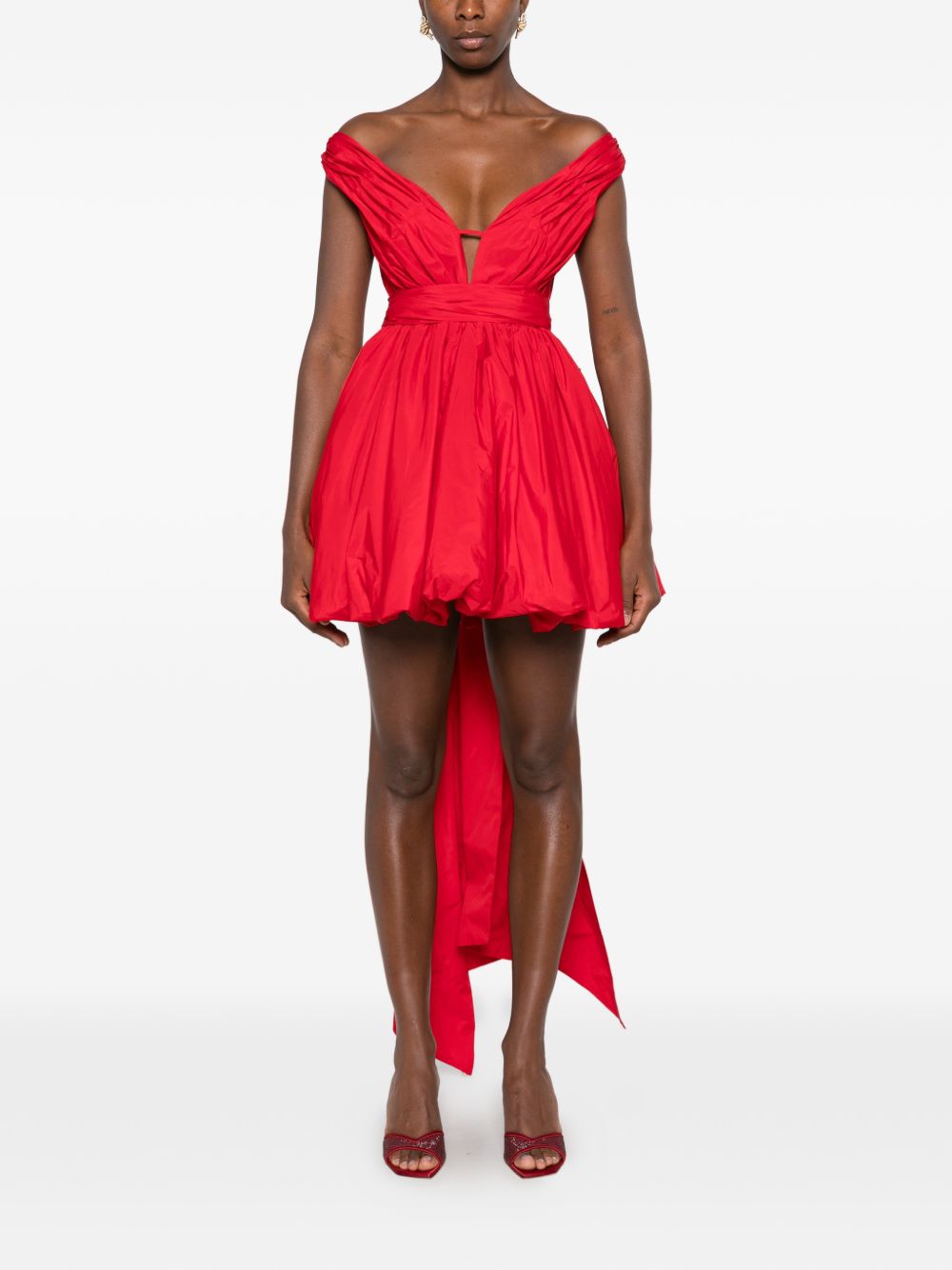 BLUMARINE Abito Corto Rosso con fiocco sulla schiena 