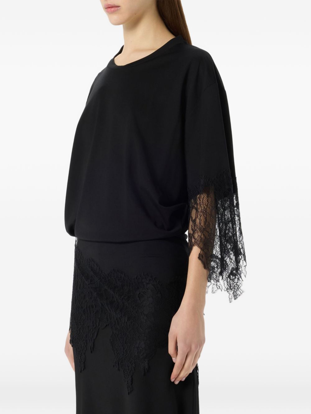 BLUMARINE Abito midi nero con pizzo 