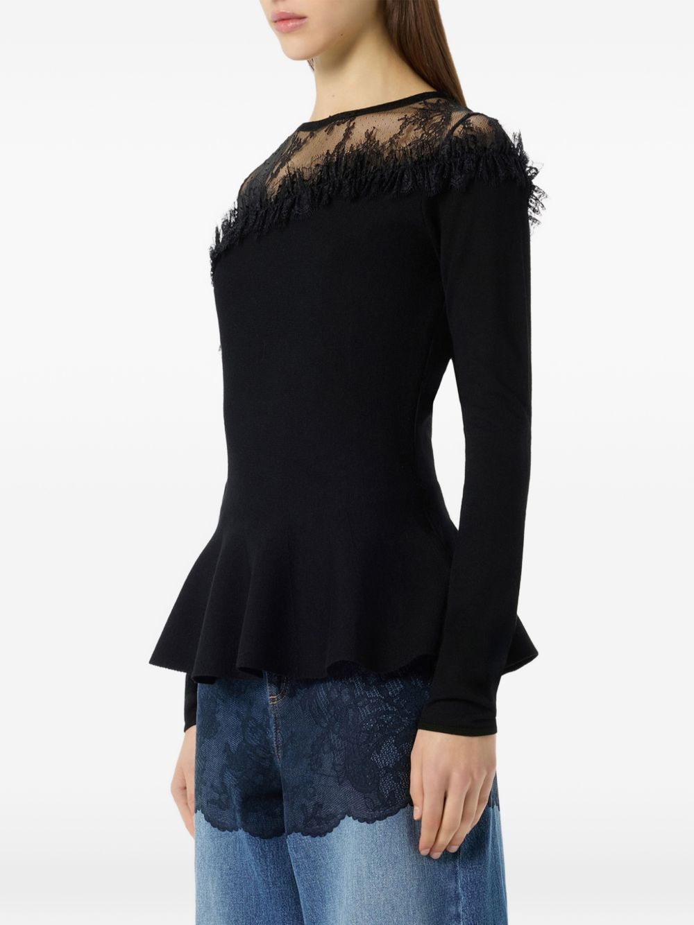 BLUMARINE Maglia Nera con pizzo 