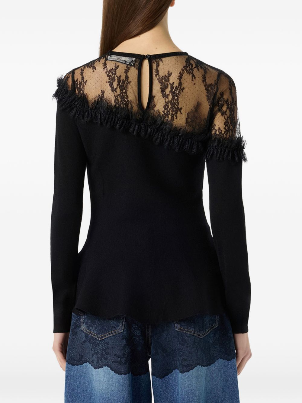 BLUMARINE Maglia Nera con pizzo 