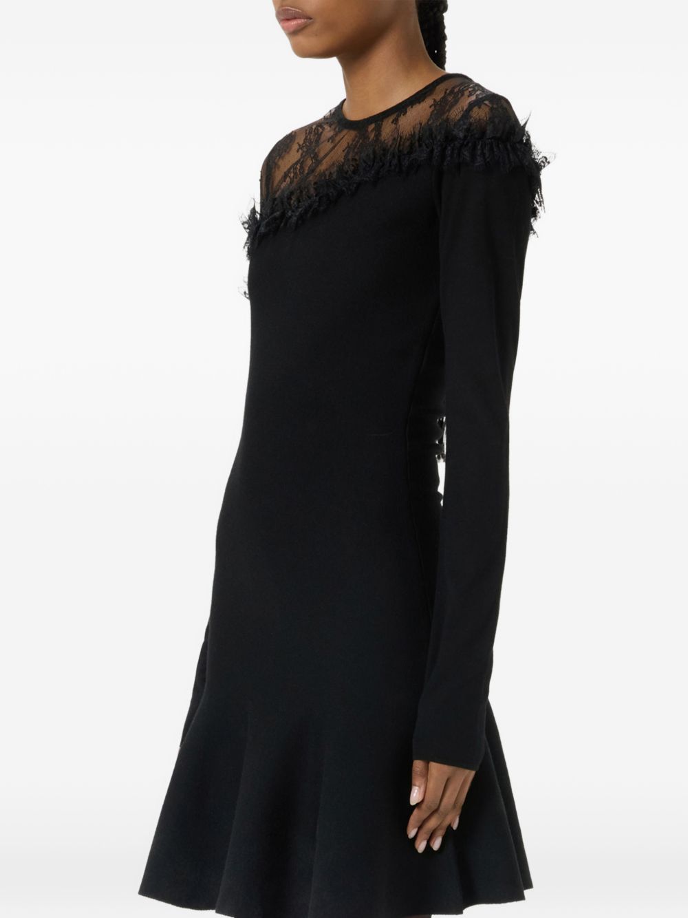 BLUMARINE Abito Corto Nero con pizzo 