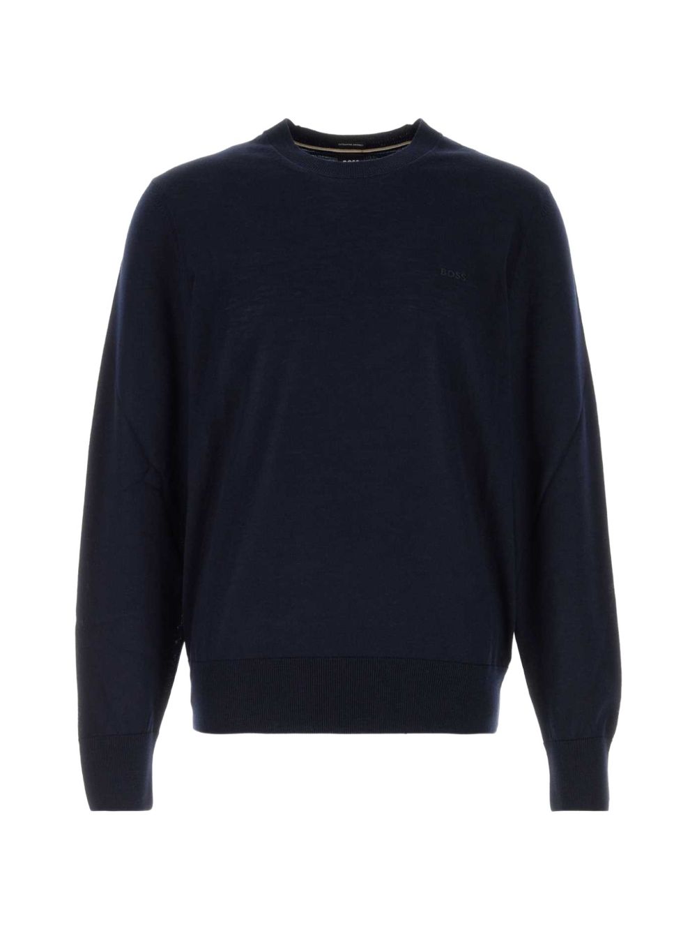 BOSS Maglia girocollo Leno in lana leggera blu 