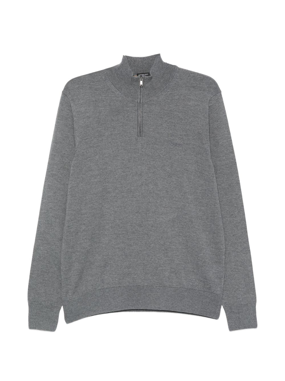 BOSS Maglia a collo alto con zip grigia in lana misto cashmere 