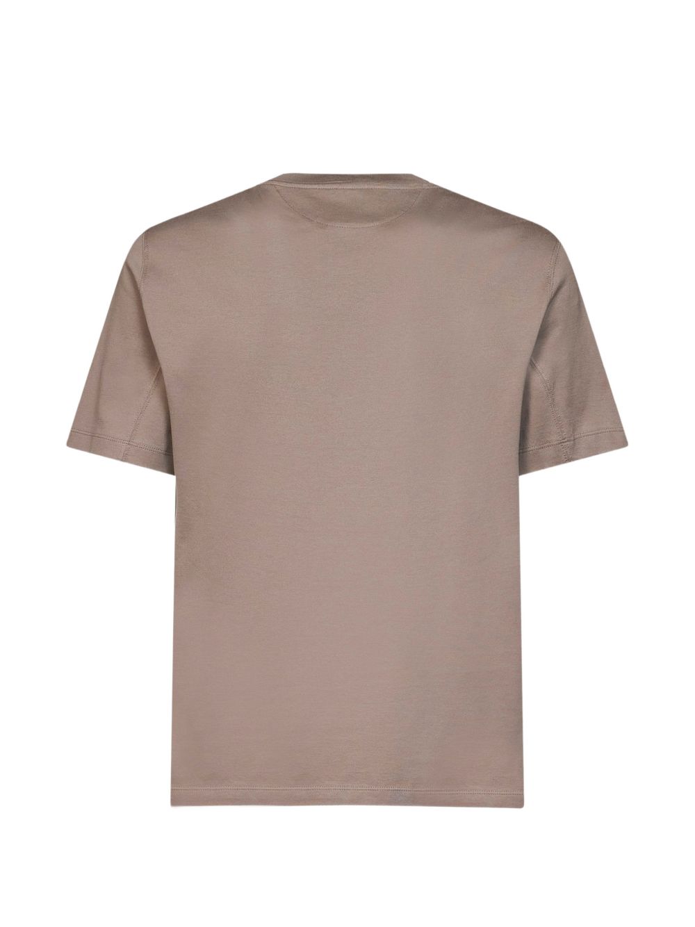 BRUNELLO CUCINELLI T-shirt marrone a maniche corte in cotone con logo sul petto 