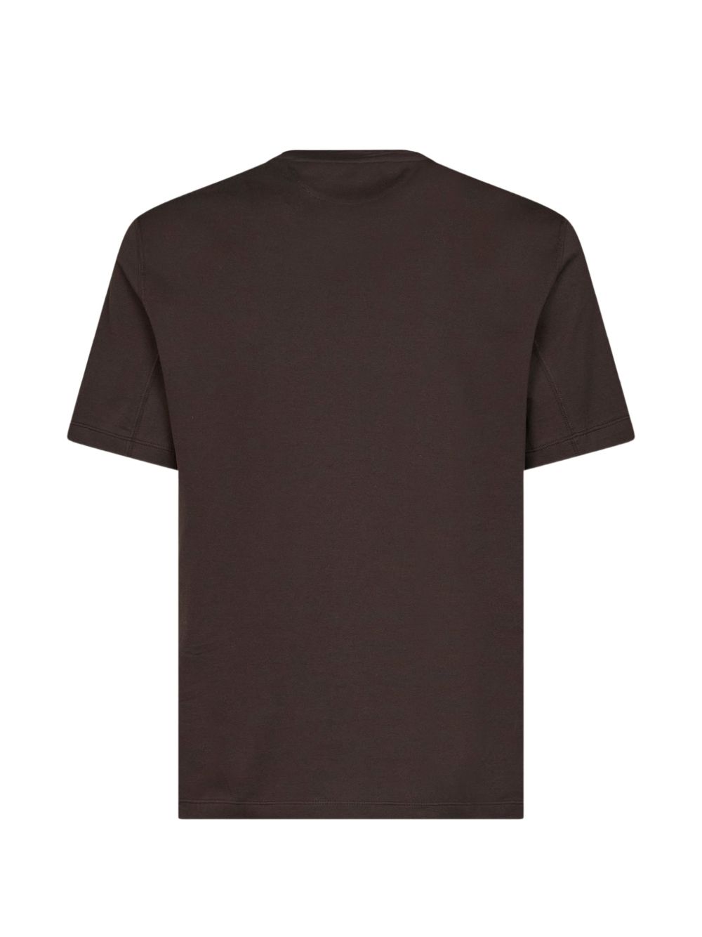 BRUNELLO CUCINELLI T-shirt marrone scuro a maniche corte in cotone con logo sul petto 