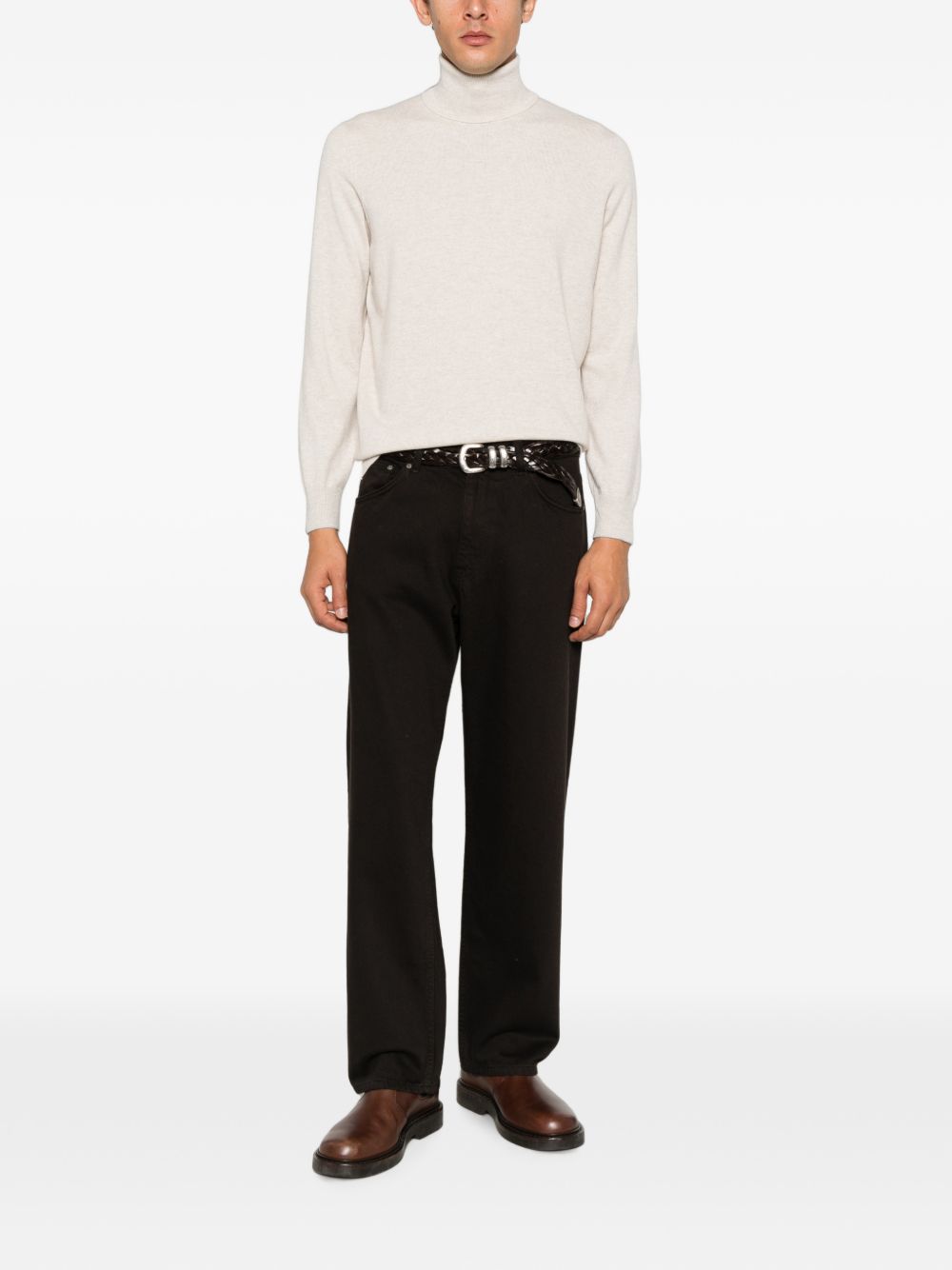 BRUNELLO CUCINELLI Maglia a collo alto in cashmere beige 