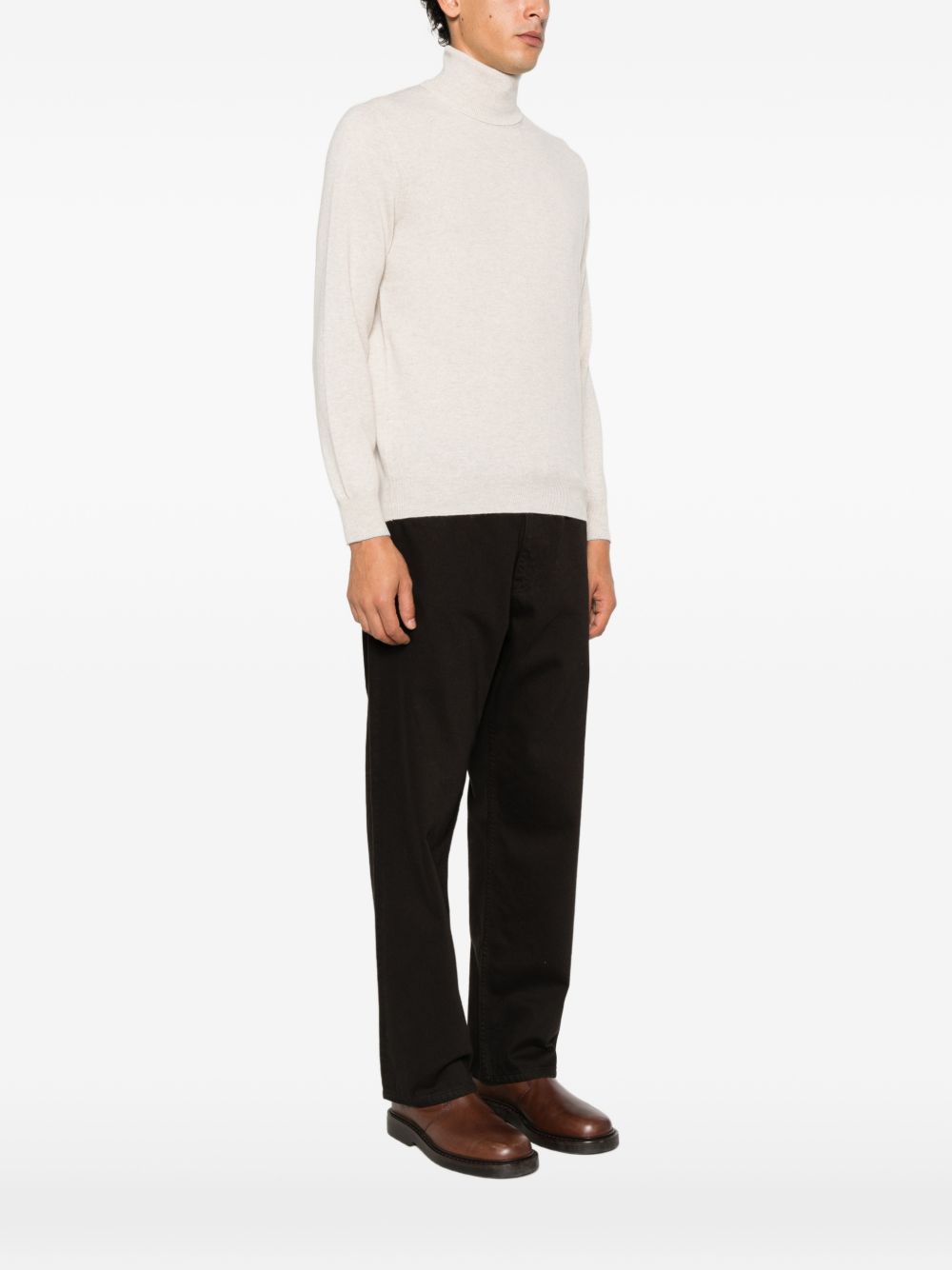 BRUNELLO CUCINELLI Maglia a collo alto in cashmere beige 