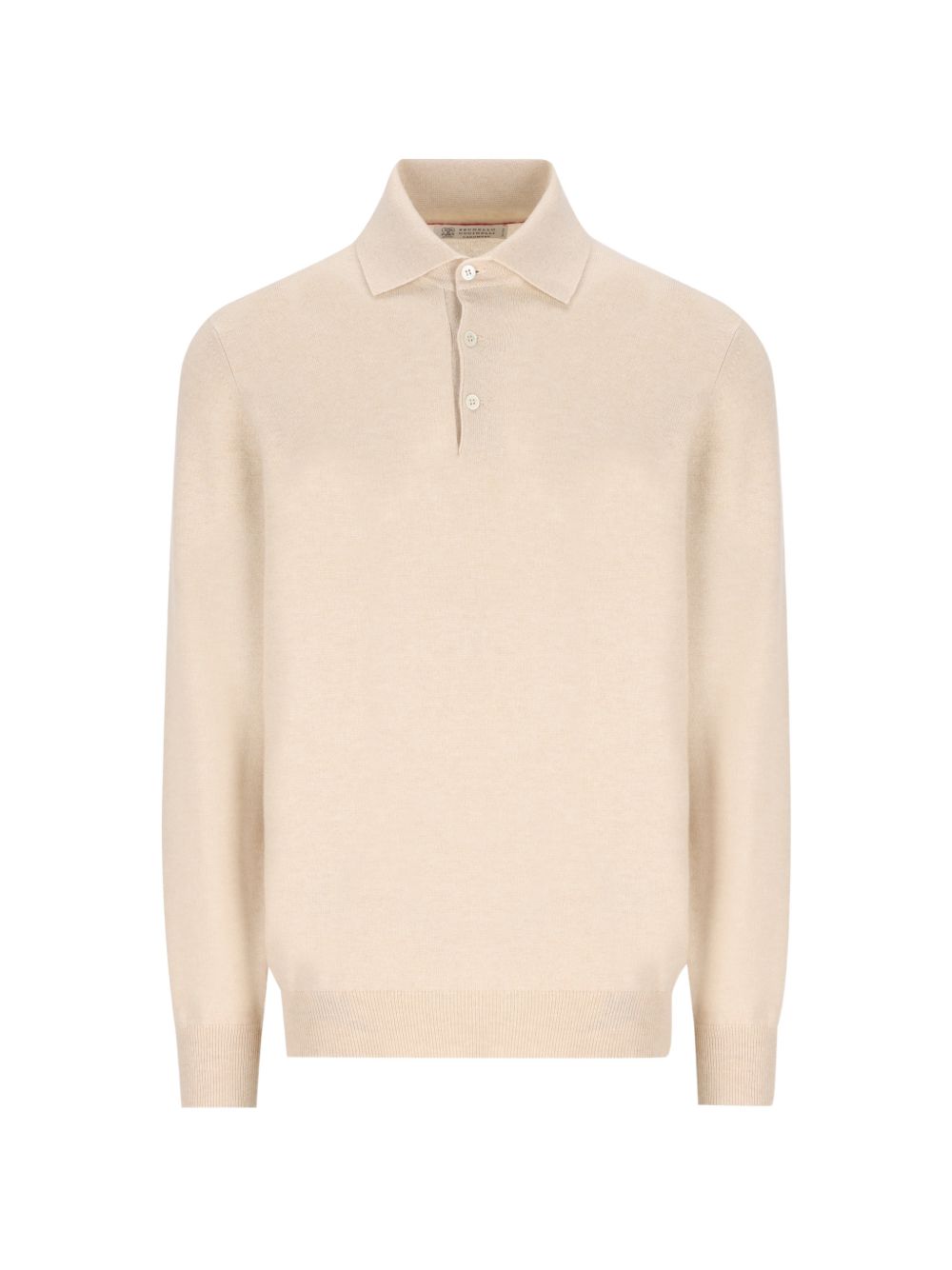 BRUNELLO CUCINELLI Maglia polo in cashmere beige<BR/> 