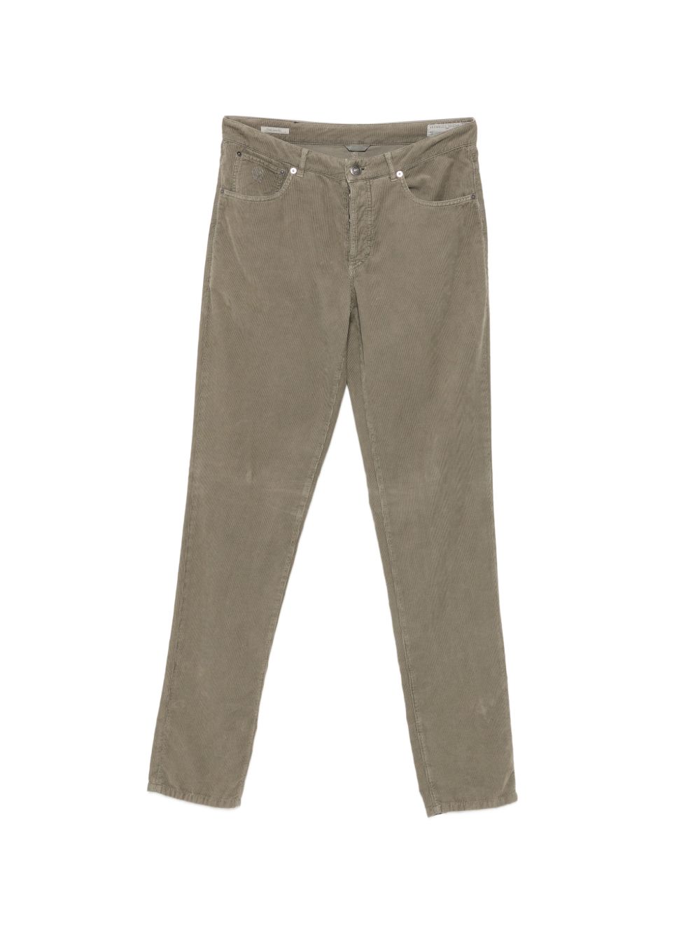 BRUNELLO CUCINELLI Pantaloni in velluto a costine con tasche verde oliva 