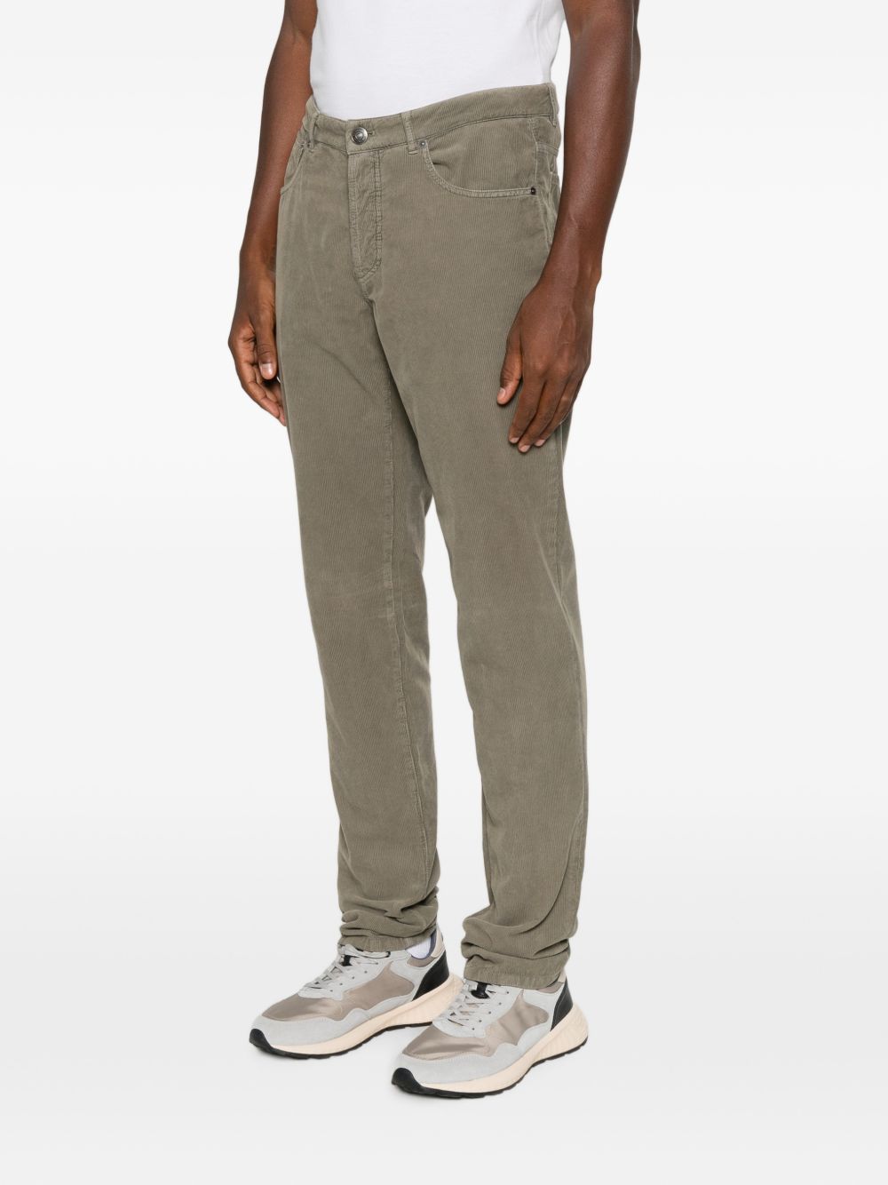 BRUNELLO CUCINELLI Pantaloni in velluto a costine con tasche verde oliva 