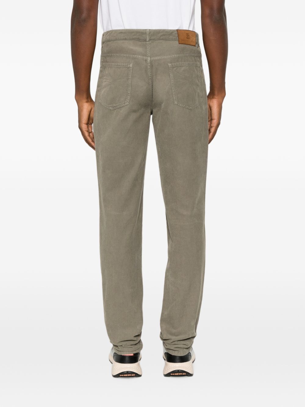 BRUNELLO CUCINELLI Pantaloni in velluto a costine con tasche verde oliva 