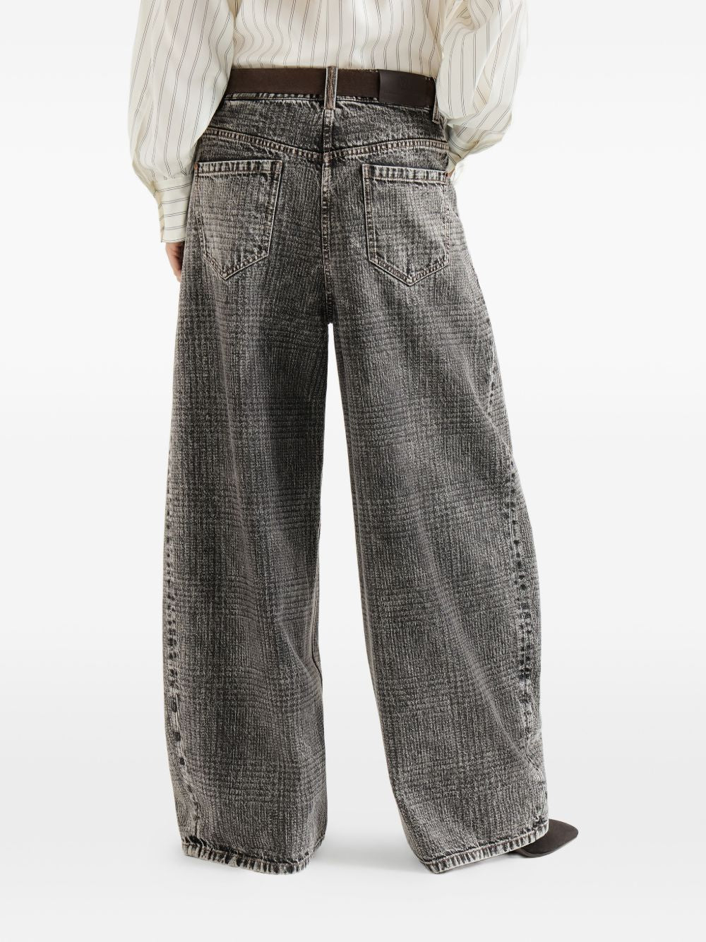 BRUNELLO CUCINELLI Jeans barrel grigi con tasche 