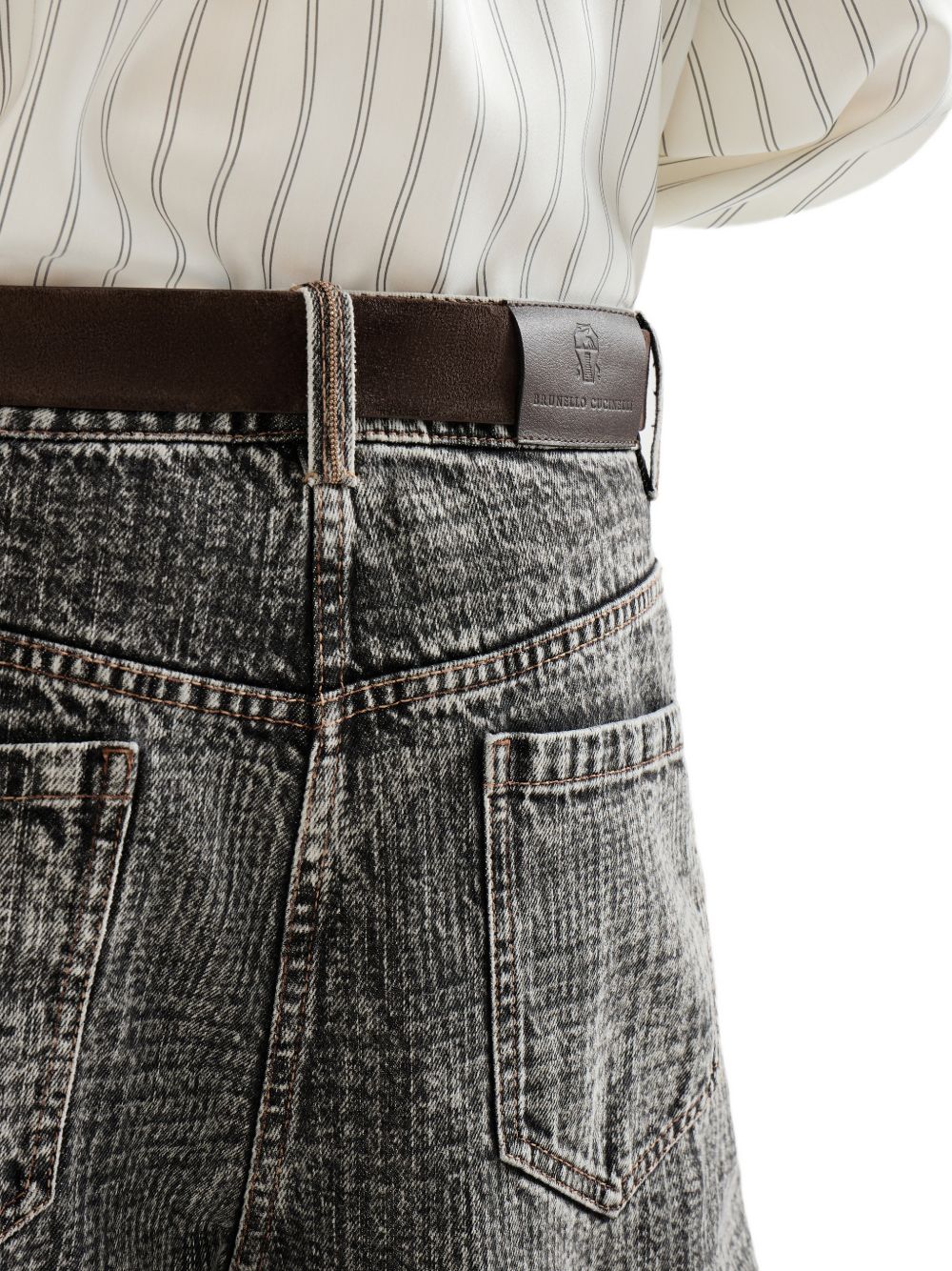 BRUNELLO CUCINELLI Jeans barrel grigi con tasche 