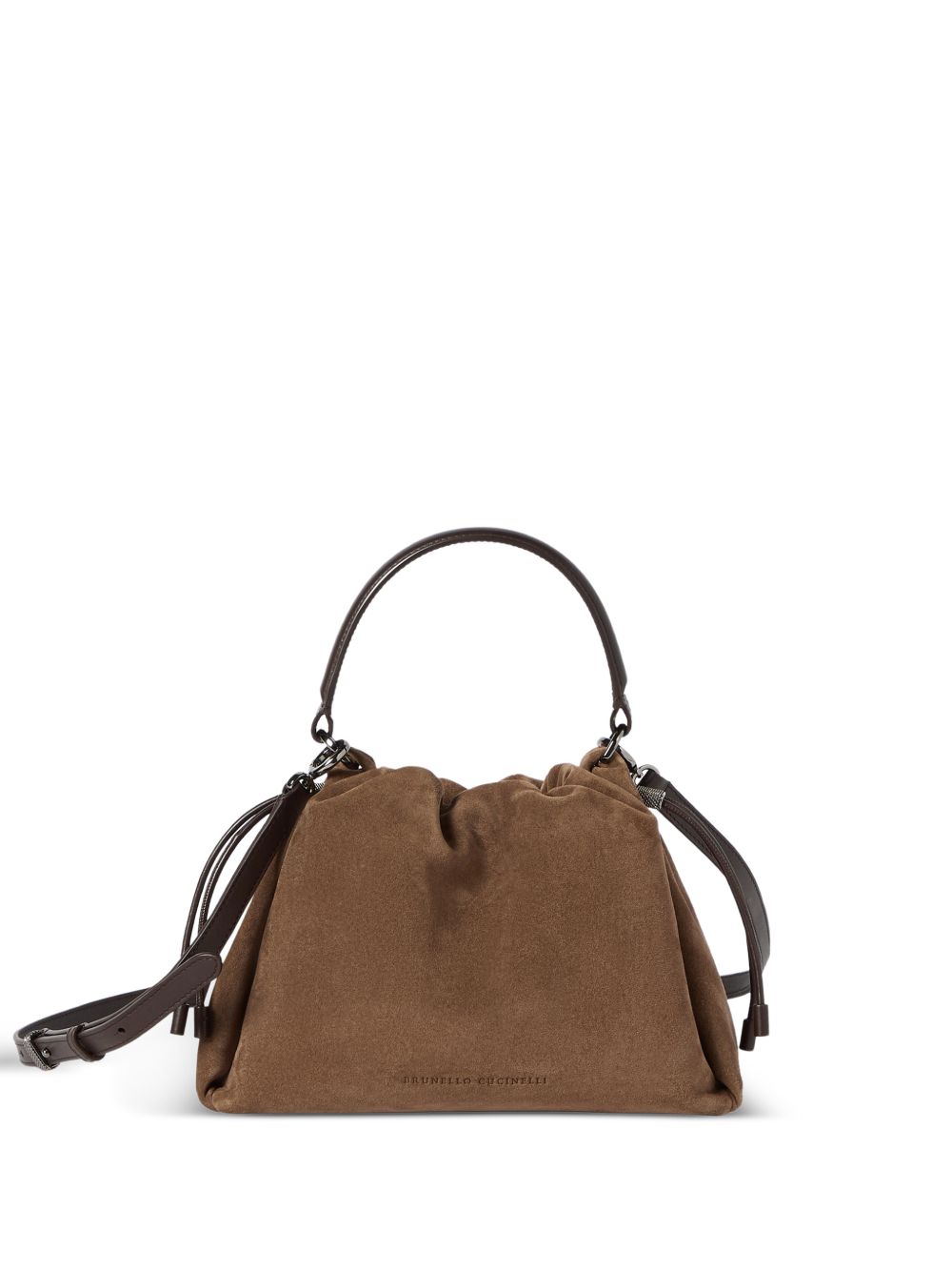 BRUNELLO CUCINELLI Borsa a secchiello in suede marrone 