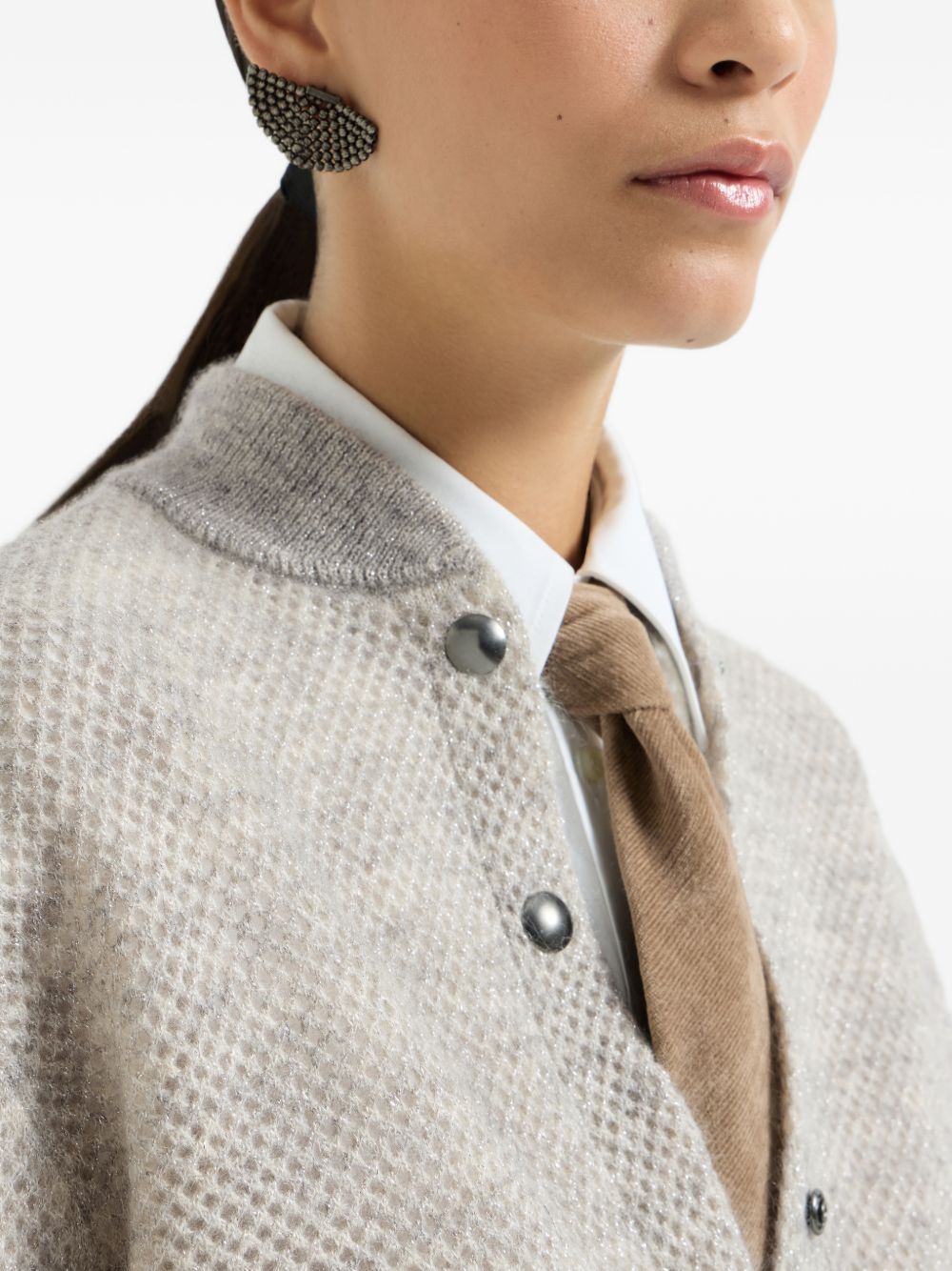BRUNELLO CUCINELLI Cardigan in misto lana con bottoni argentati 
