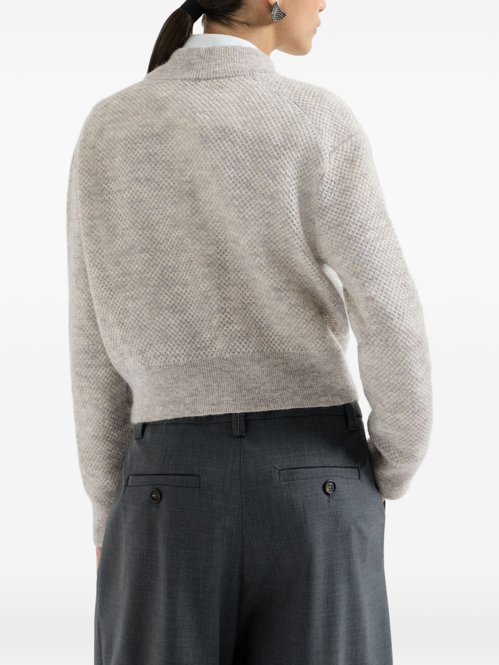 BRUNELLO CUCINELLI Cardigan in misto lana con bottoni argentati 