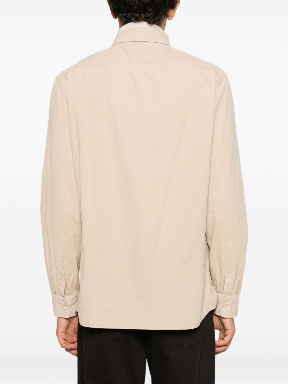BRUNELLO CUCINELLI Camicia a maniche lunghe in velluto a costine beige chiaro 