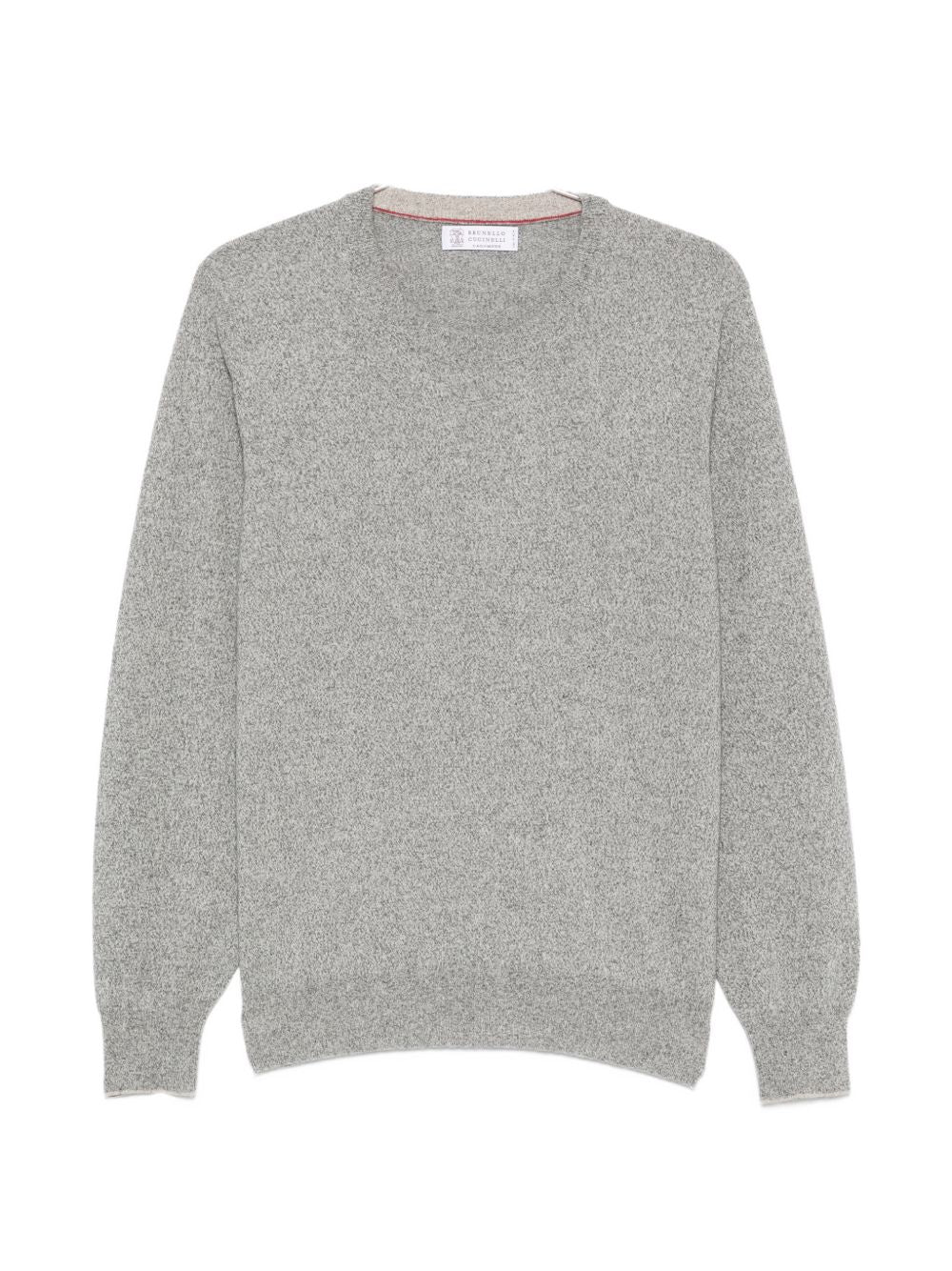 BRUNELLO CUCINELLI Maglia girocollo leggera in lana e cashmere grigia 