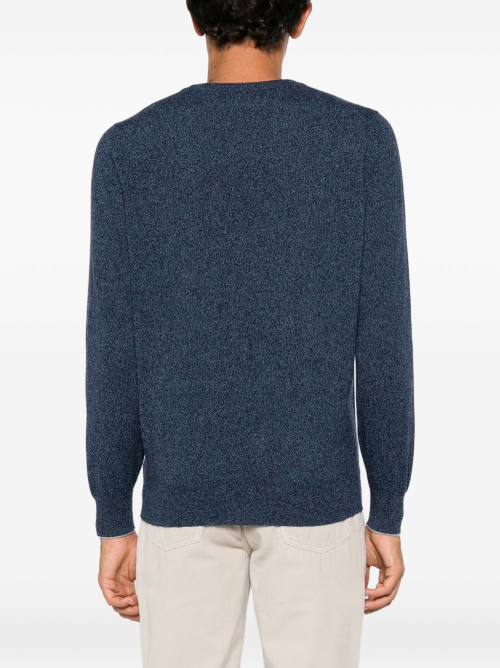 BRUNELLO CUCINELLI Maglia girocollo leggera in lana e cashmere blu 