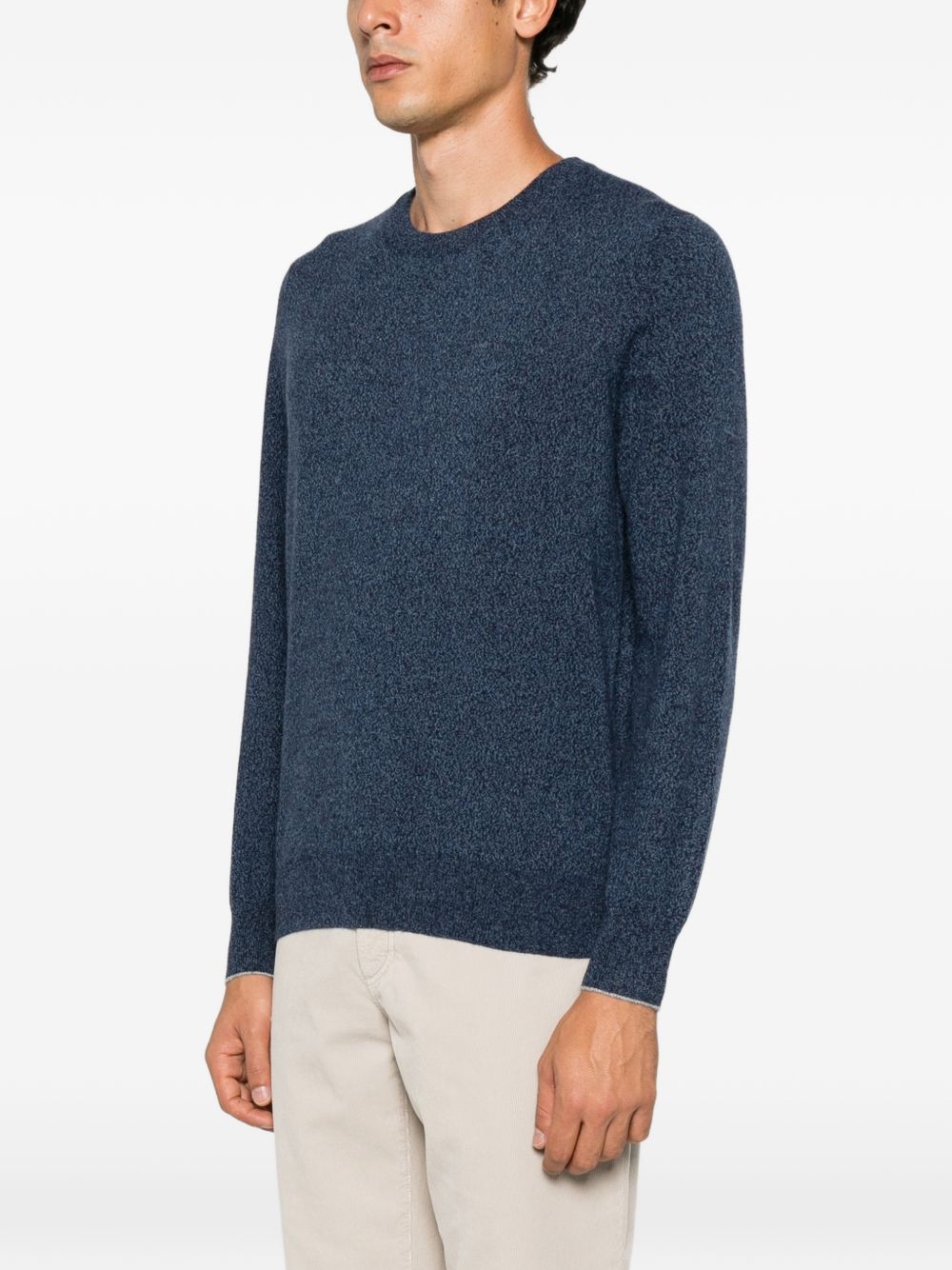 BRUNELLO CUCINELLI Maglia girocollo leggera in lana e cashmere blu 