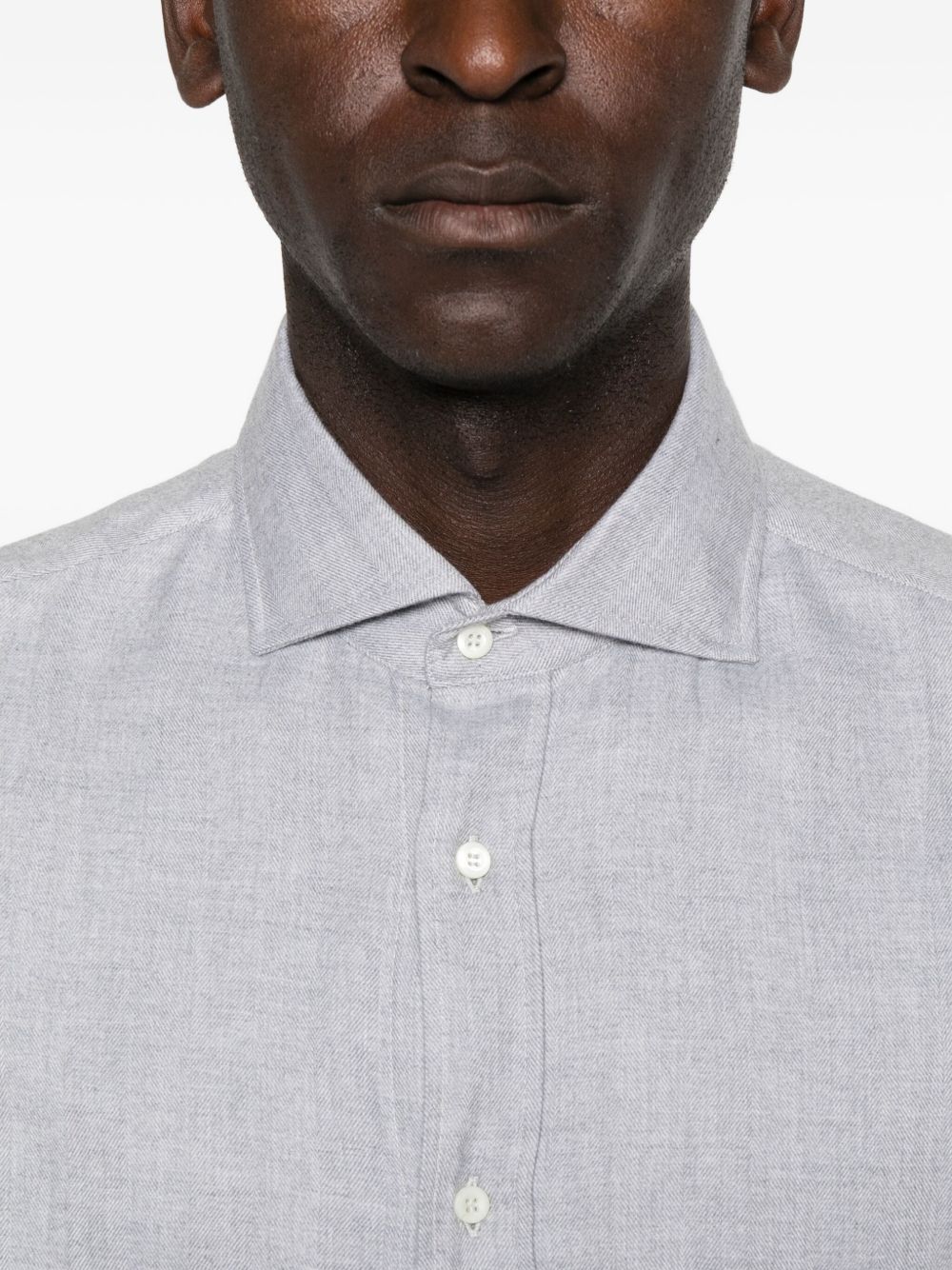 BRUNELLO CUCINELLI Camicia grigio chiaro a maniche lunghe 