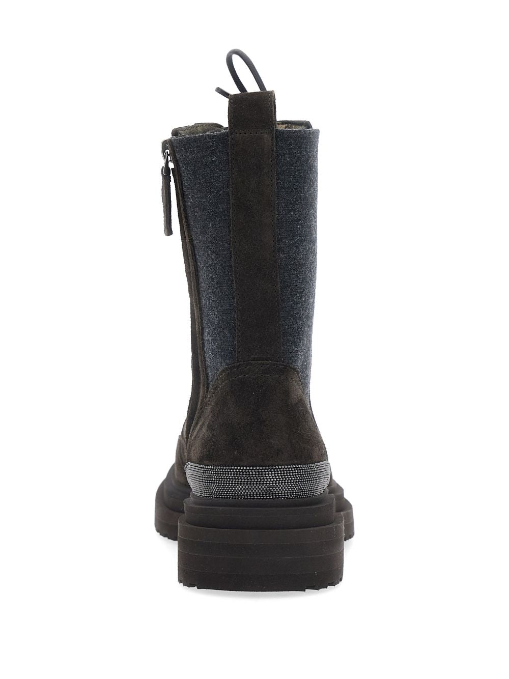 BRUNELLO CUCINELLI Stivaletti stringati marroni in suede con suola antiscivolo 