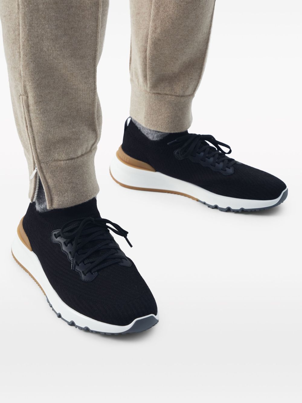 BRUNELLO CUCINELLI Sneakers nere in tela elastica 
