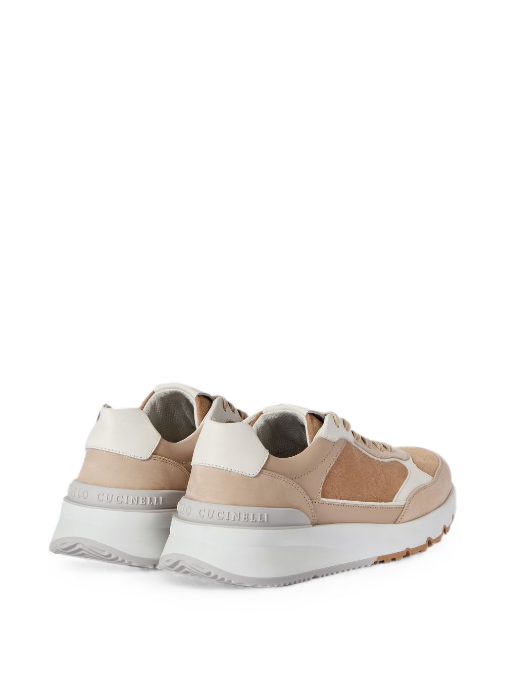 BRUNELLO CUCINELLI Sneakers in pelle con dettagli in suede marroni e beige 