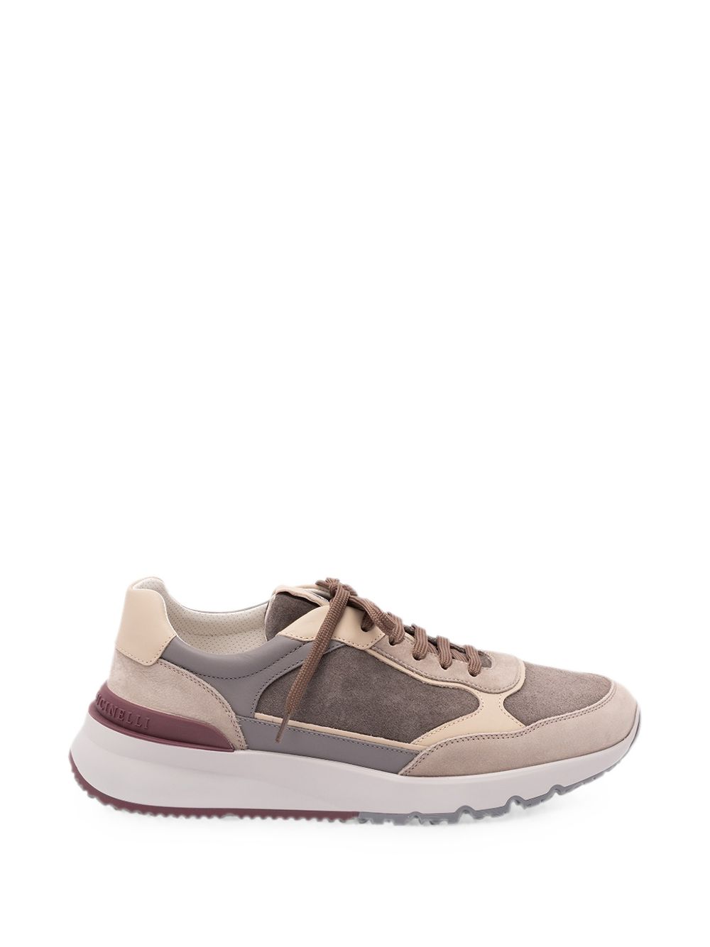 BRUNELLO CUCINELLI Sneakers in pelle con dettagli in suede grigio tortora 