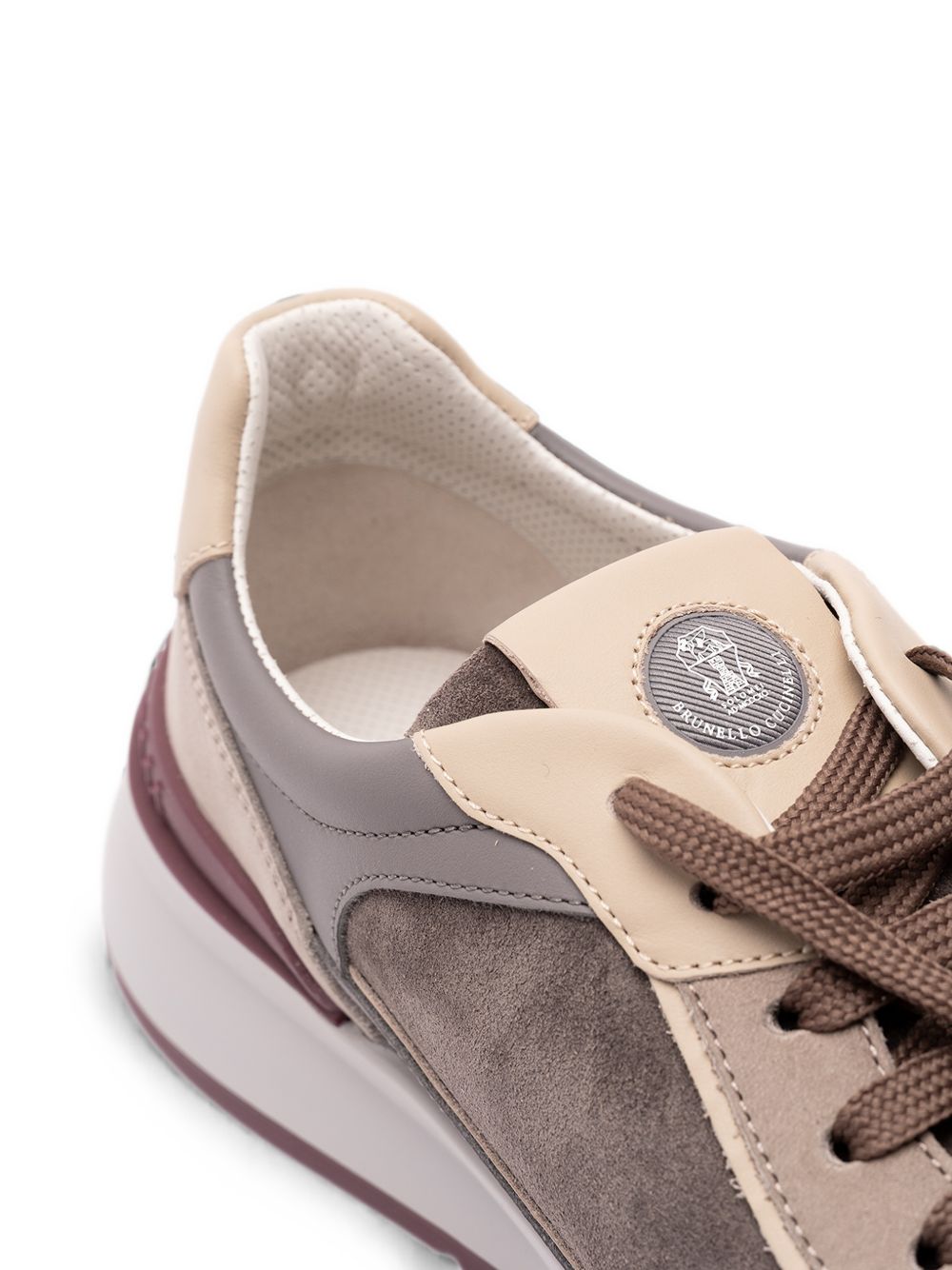 BRUNELLO CUCINELLI Sneakers in pelle con dettagli in suede grigio tortora 