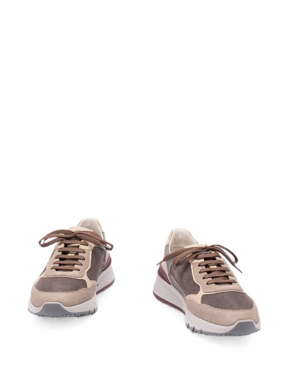 BRUNELLO CUCINELLI Sneakers in pelle con dettagli in suede grigio tortora 