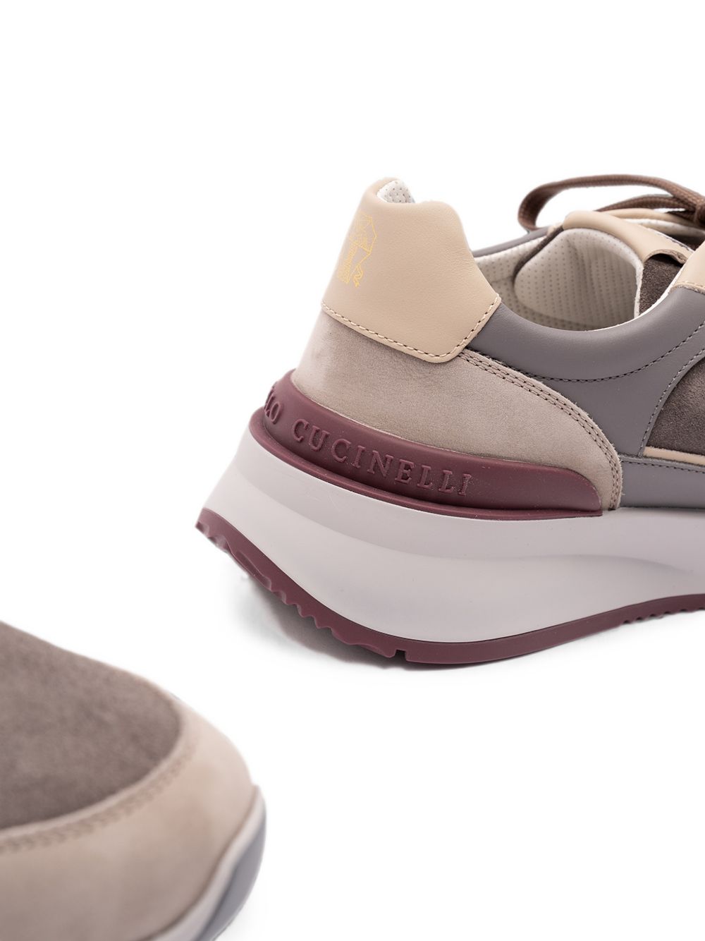 BRUNELLO CUCINELLI Sneakers in pelle con dettagli in suede grigio tortora 