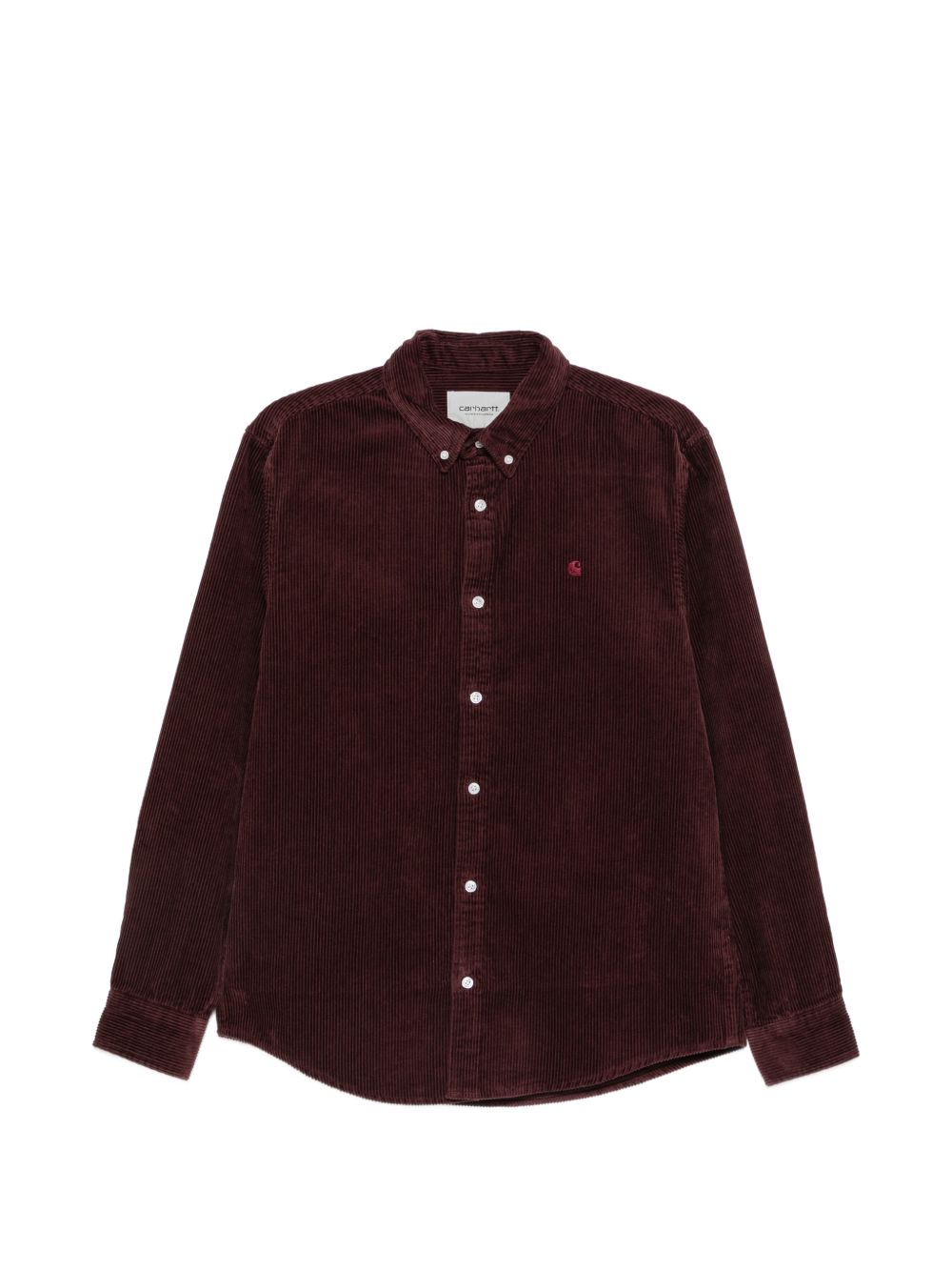 CARHARTT WIP Camicia in velluto a coste bordeaux con logo 