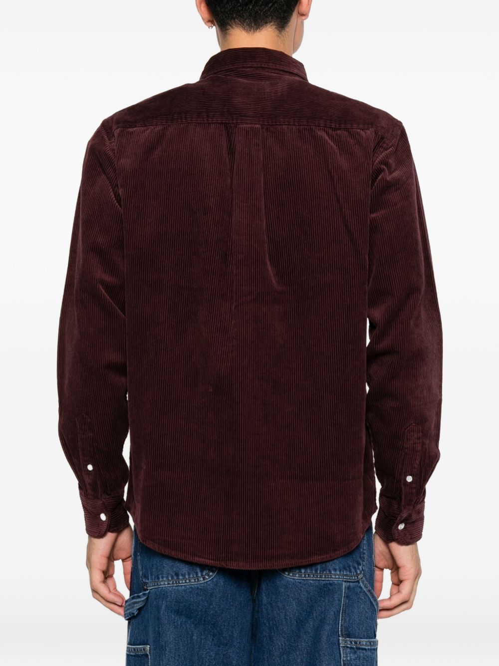 CARHARTT WIP Camicia in velluto a coste bordeaux con logo 