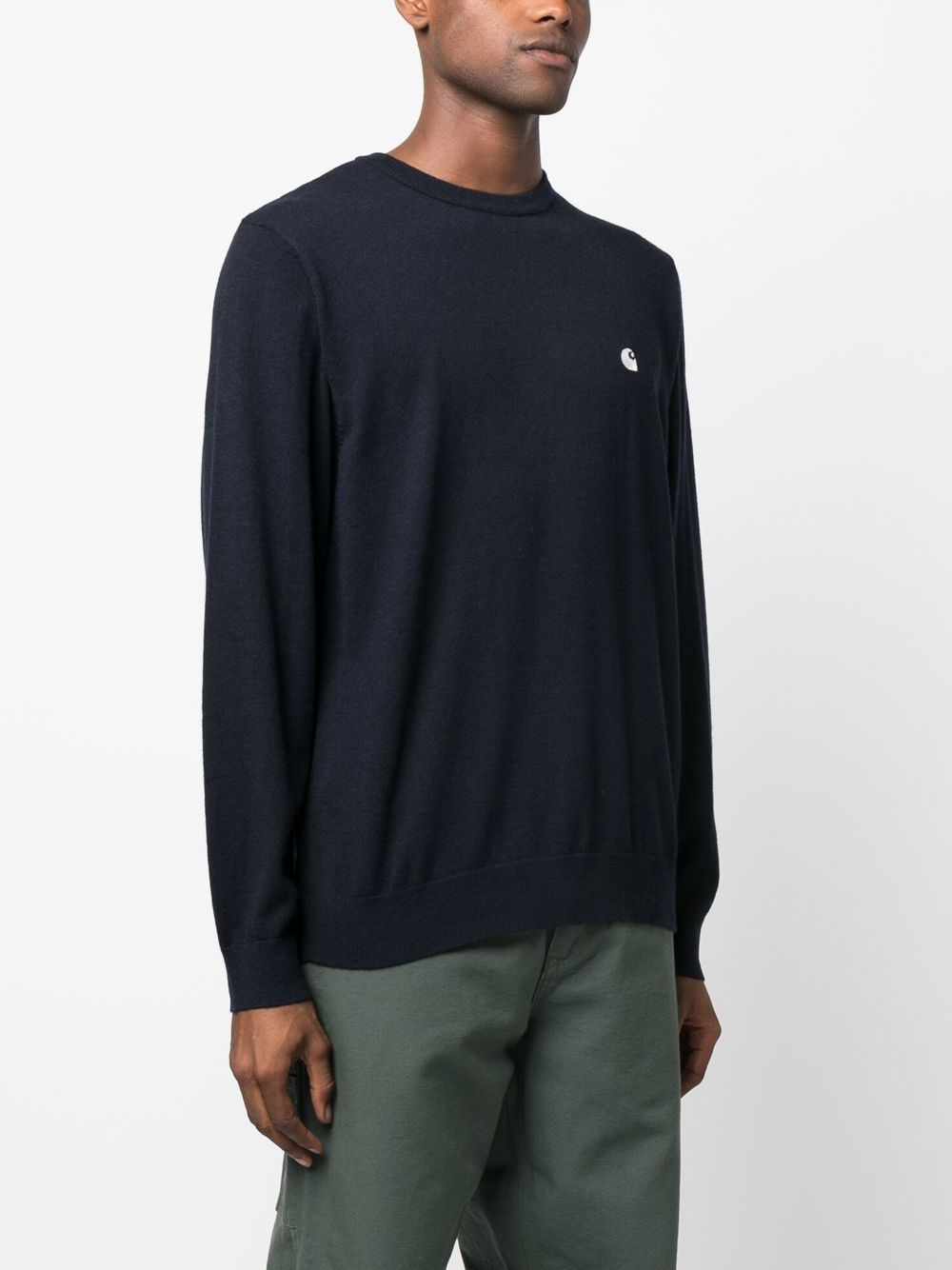 CARHARTT WIP Maglioncino girocollo blu navy con logo 