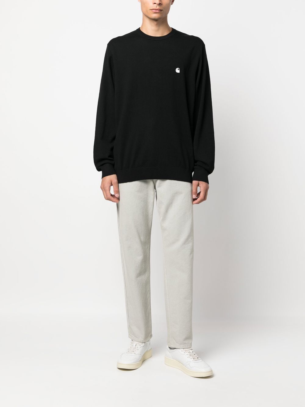CARHARTT WIP Maglioncino girocollo nero con logo 