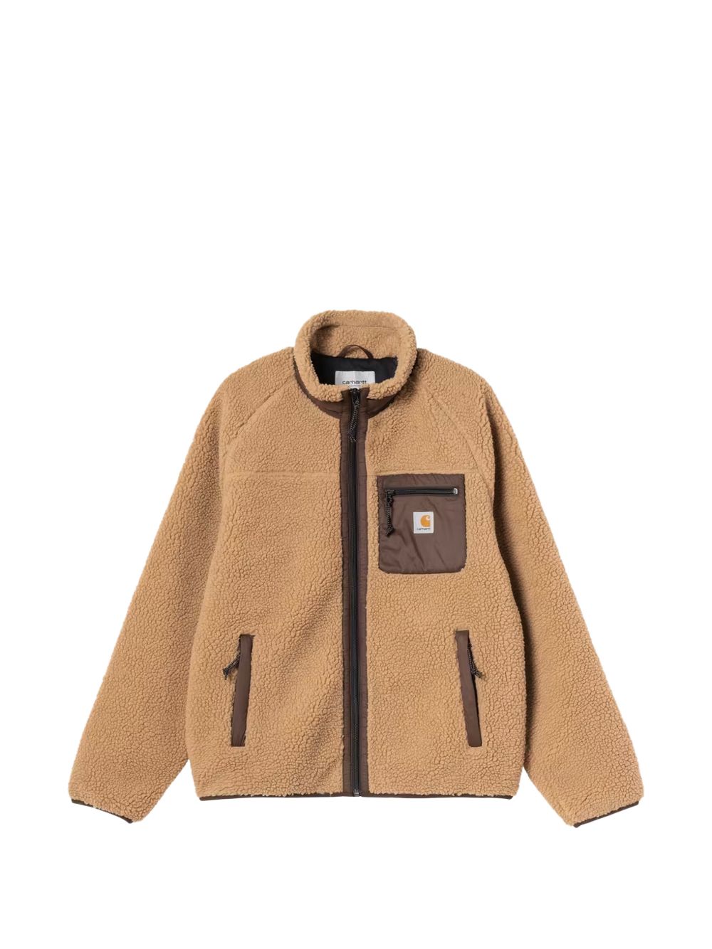 CARHARTT WIP Giacca in fur color cammello a collo alto con tasche 