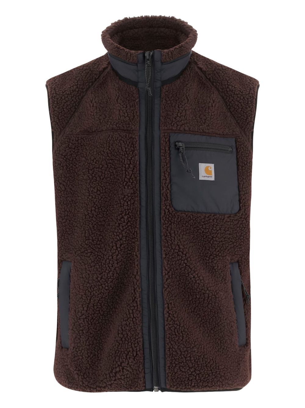 CARHARTT WIP Gilet marrone in fur con zip e tasche 