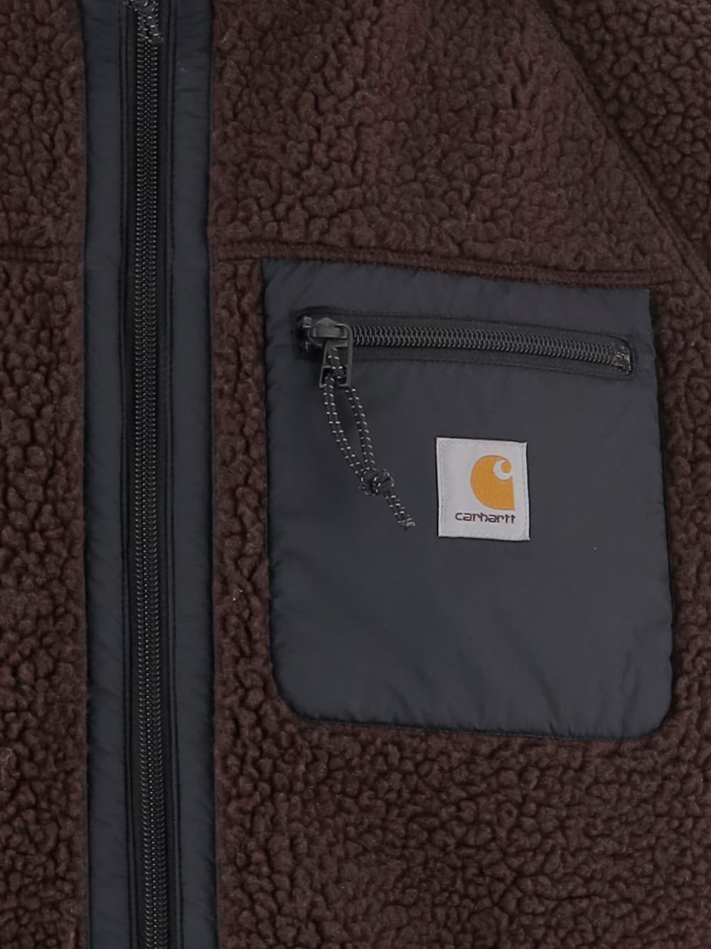 CARHARTT WIP Gilet marrone in fur con zip e tasche 
