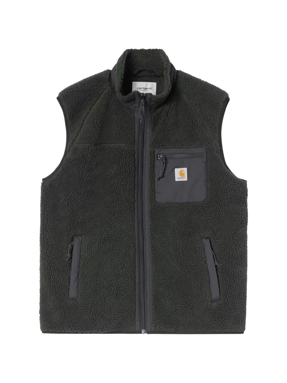 CARHARTT WIP Gilet grigio in fur con zip e tasche 