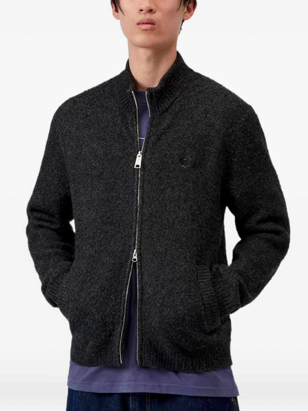 CARHARTT WIP Giacca in maglia Curtis con collo alto e logo 