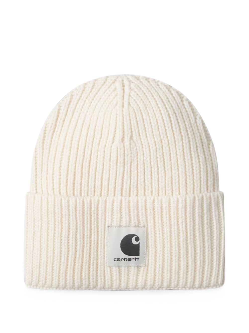 CARHARTT WIP Berretto panna a coste con logo 