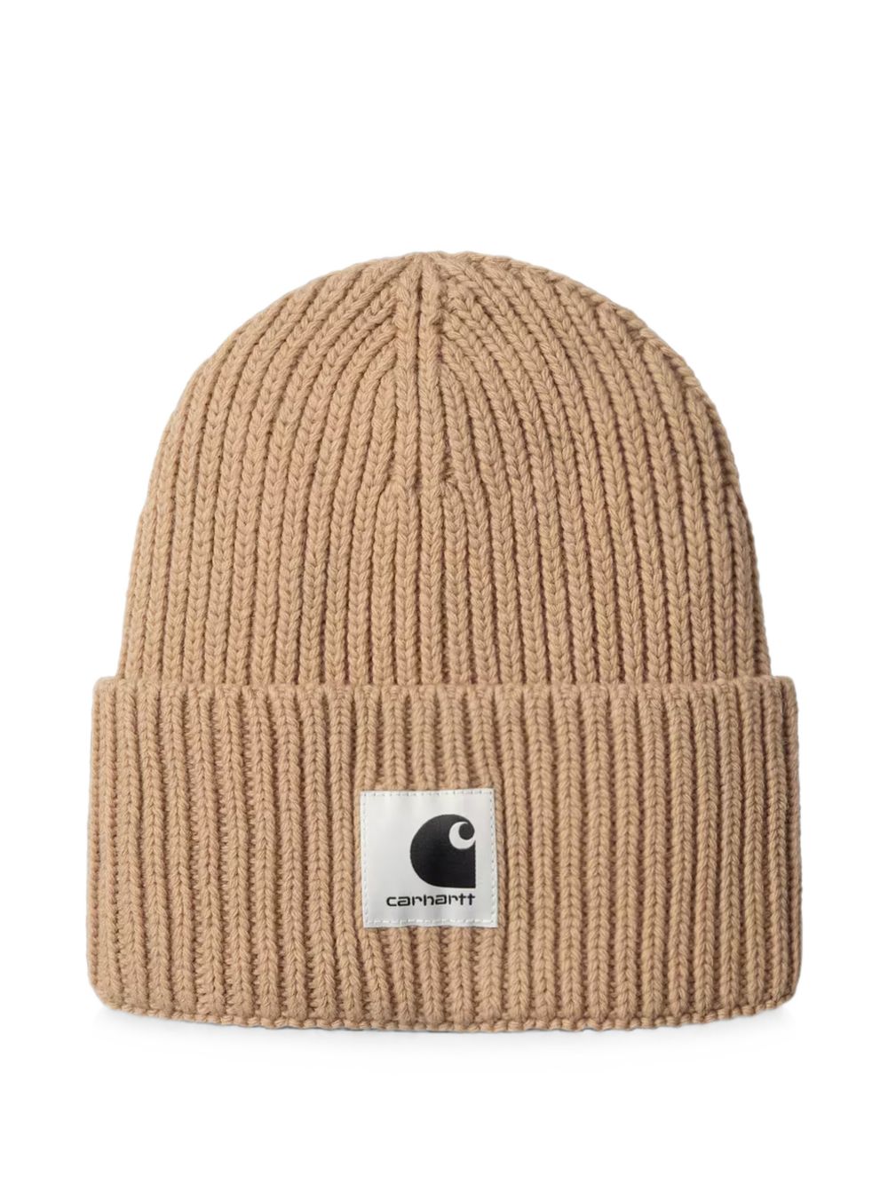 CARHARTT WIP Berretto marrone chiaro a coste con logo 